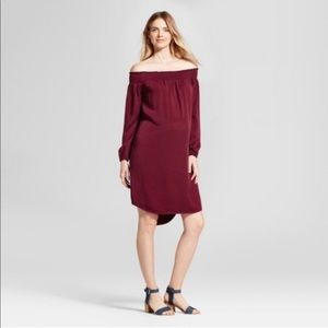 Isabel Maternity Red Off-the-Shoulder Dress